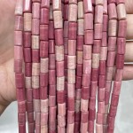 No_1674_Natural Rhodonite Hexagon Cylinder_6*10-12mm_(Sold Per Strand)