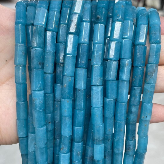 No_1679_Enhanced Ink Blue Chalcedony Hexagon Cylinder_6*10-12mm_(Sold Per Strand)