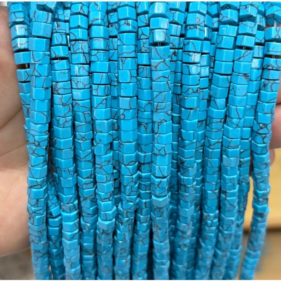 No_1682_Synthetic Blue Turquoise Hexagon Bead_6*4mm_(Sold Per Strand)