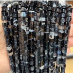 No_1684_Natural Black Striped Agate Hexagon Bead_6*4mm_(Sold Per Strand)