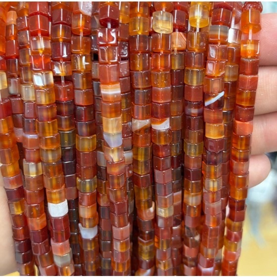 No_1685_Natural Red Agate Hexagon Bead_6*4mm_(Sold Per Strand)