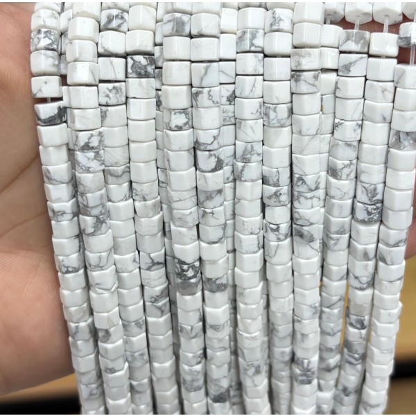 No_1691_Natural White Turquoise Hexagon Bead_6*4mm_(Sold Per Strand)