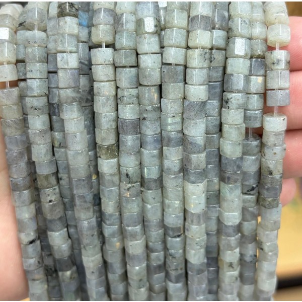 No_1692_Natural White Labradorite Hexagonal Spacer Bead_6*4mm_(Sold Per Strand)