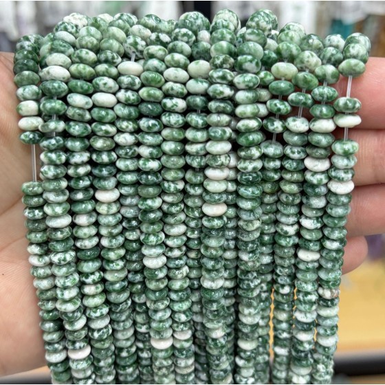 No_1699_Natural Green Dot Stone Flying Saucer Bead_6*3mm_(Sold Per Strand)