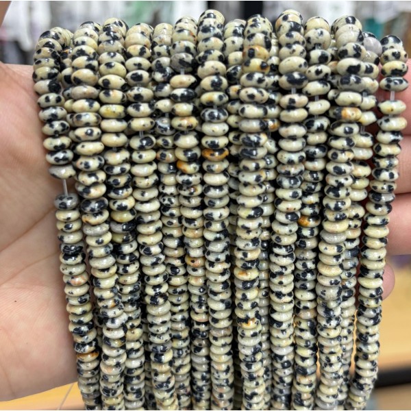 No_1702_Natural Dalmatian Stone Stone Saucer Beads_6*3mm_(Sold Per Strand)