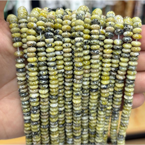 No_1707_Natural Grass Yellow-turquoise Jasper Saucer Beads_6*3mm_(Sold Per Strand)