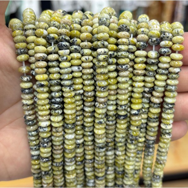 No_1707_Natural Grass Yellow-turquoise Jasper Saucer Beads_6*3mm_(Sold Per Strand)
