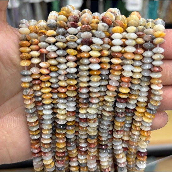 No_1708_Natural Crazy Agate Saucer Beads_6*3mm_(Sold Per Strand)