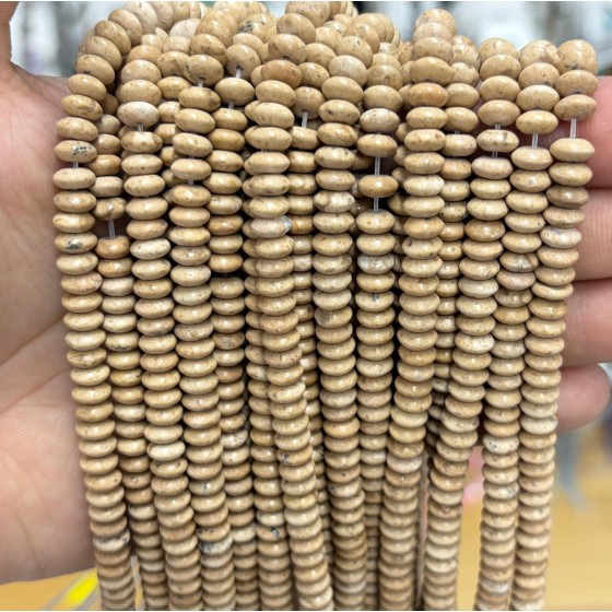 No_1709_Natural Yellow Sand Stone Saucer Beads_6*3mm_(Sold Per Strand)