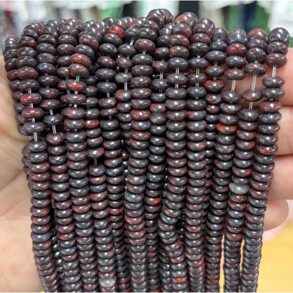 No_1714_Natural Red Poppy Jasper Flying Saucer Beads_6*3mm_(Sold Per Strand)