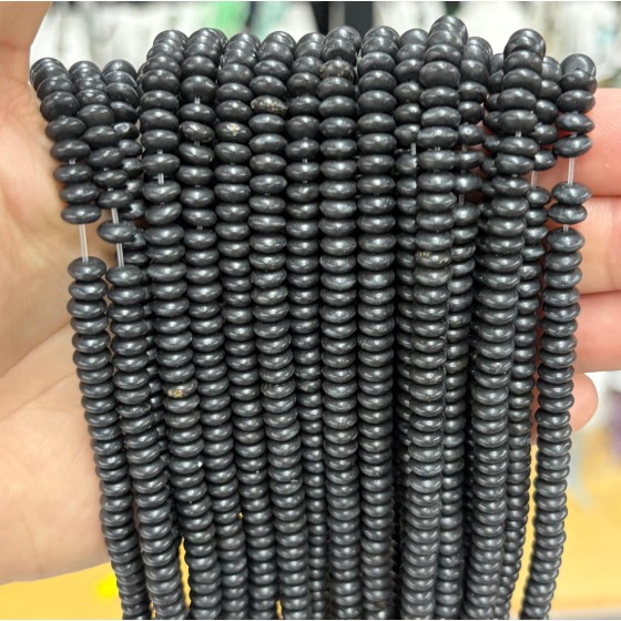 No_1721_Synthetic Black Stone Flying Saucer Beads_6*3mm_(Sold Per Strand)