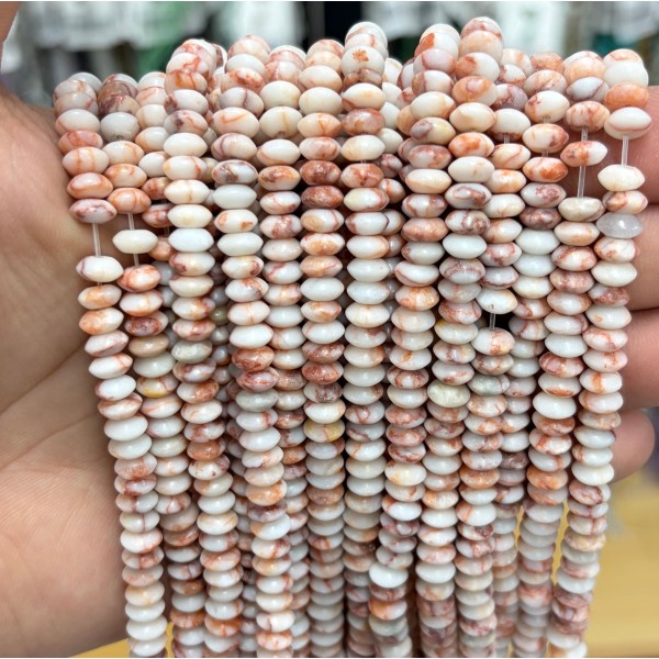 No_1729_Natural Red Network Jasper Flying Saucer Bead_6*3mm_(Sold Per Strand)