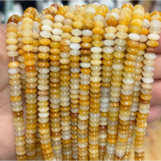 No_1737_Natural Yellow Jade Saucer Beads_6*3mm_(Sold Per Strand)