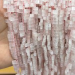 No_1744_Natural Rose Quartz Double Hole Square Bead_8*3mm_(Sold Per Strand)