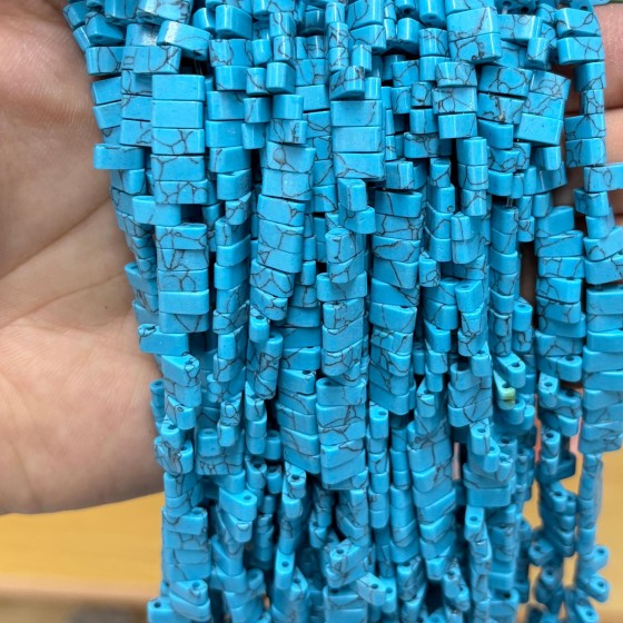 No_1750_Synthetic Blue Turquoise Double Hole Square Bead_8*3mm_(Sold Per Strand)