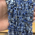 No_1752_Natural Blue Spot Jasper Double Hole Square Bead_8*3mm_(Sold Per Strand)