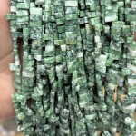 No_1754_Natural Green Dot Stone Double Hole Square Bead_8*3mm_(Sold Per Strand)