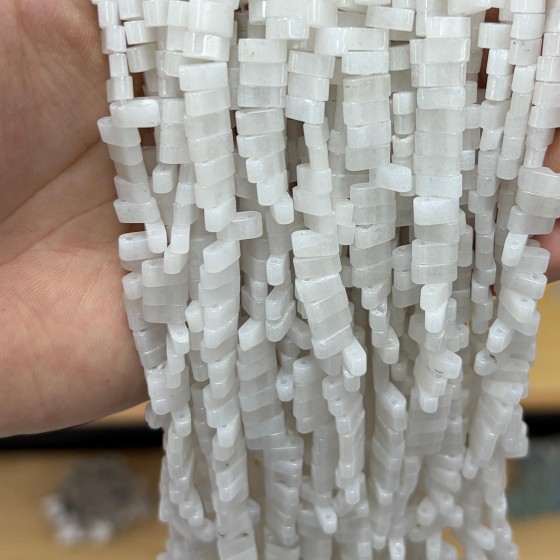No_1756_Natural White Jade Double Hole Square Bead_8*3mm_(Sold Per Strand)