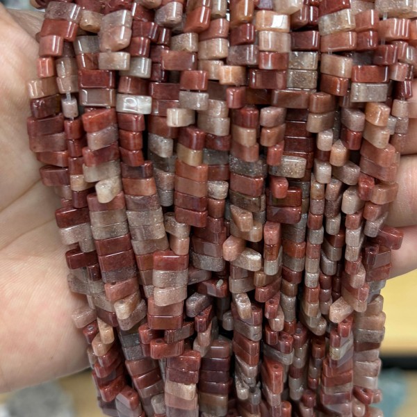 No_1757_Natural Purple Aventurine Double Hole Square Bead_8*3mm_(Sold Per Strand)