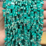 No_1771_Synthetic Green Imperial Jasper Double Hole Square Bead_8*3mm_(Sold Per Strand)