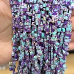 No_1774_Synthetic Flower Purple Imperial Jasper Double Hole Square Bead_8*3mm_(Sold Per Strand)