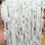 No_1776_Natural White Jade Double Hole Square Bead_8*6mm_(Sold Per Strand)