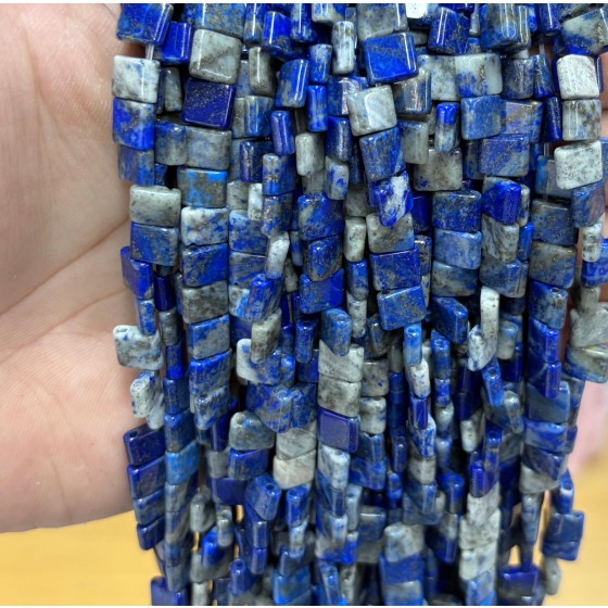 No_1782_Natural Lapis Lazuli Double Hole Square Bead_8*6mm_(Sold Per Strand)