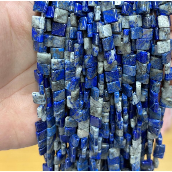 No_1782_Natural Lapis Lazuli Double Hole Square Bead_8*6mm_(Sold Per Strand)
