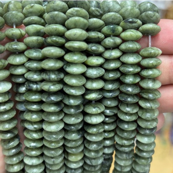 No_1789_Natural Dark South Jade Flying Saucer Bead_10*5mm_(Sold Per Strand)