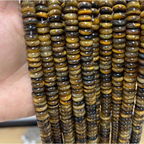 No_1820_Natural Yellow Tiger Eye Stone Spacer_10*4mm_(Sold Per Strand)