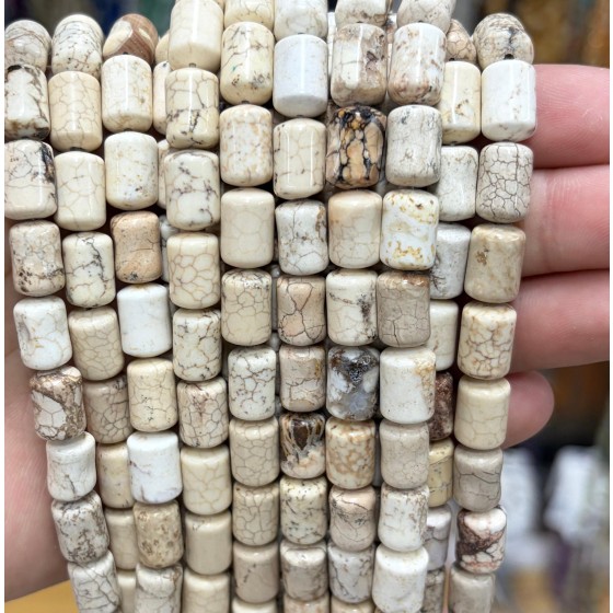No_1824_Natural Magnesite Round Head Cylinder_8*12mm_(Sold Per Strand)