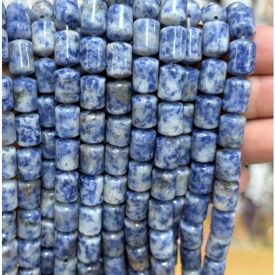 No_1825_Natural Blue Spot Jasper Round Head Cylinder_8*12mm_(Sold Per Strand)