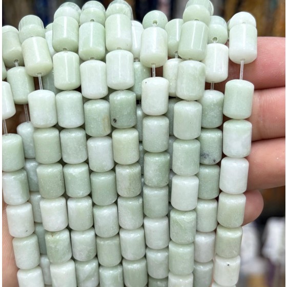 No_1830_Natural Lushan Jade Round Head Cylinder_8*12mm_(Sold Per Strand)