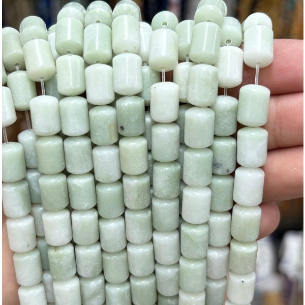 No_1830_Natural Lushan Jade Round Head Cylinder_8*12mm_(Sold Per Strand)