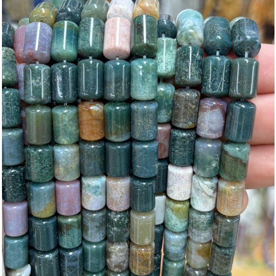 No_1832_Natural Indian Agate Round Cylinder_8*12mm_(Sold Per Strand)