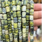 No_1833_Natural Grass Yellow-turquoise Jasper Round Cylinder_8*12mm_(Sold Per Strand)