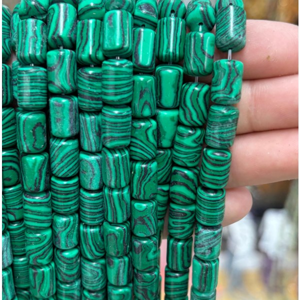 No_1835_Synthetic Malachite Round Cylinder_8*12mm_(Sold Per Strand)
