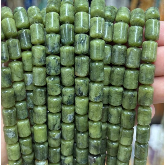 No_1836_Natural Southern Jade Round Cylinder_8*12mm_(Sold Per Strand)