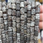No_1844_Natural Coffee Snowflake Stone Round Head Cylinder_8*12mm_(Sold Per Strand)
