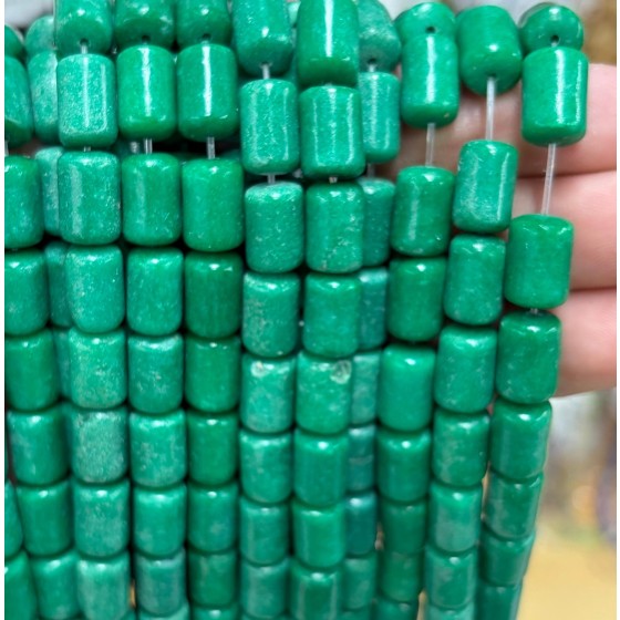 No_1845_Enhanced Green Chalcedony Round Head Cylinder_8*12mm_(Sold Per Strand)