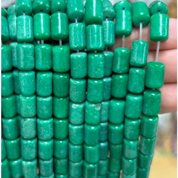 No_1845_Enhanced Green Chalcedony Round Head Cylinder_8*12mm_(Sold Per Strand)