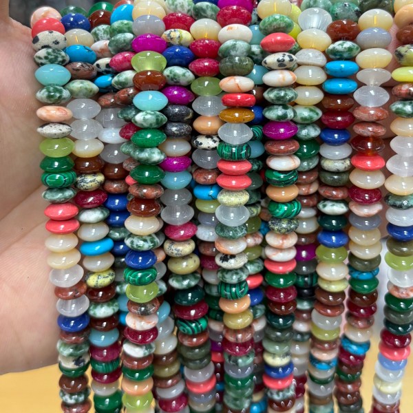 No_1858_Mixed Color Stone Saucer Beads_8*4mm_(Sold Per Strand)