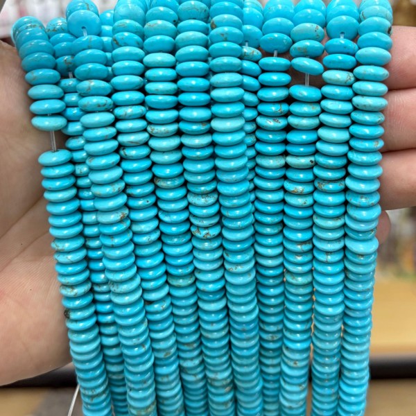 No_1860_Enhanced Blue Turquoise Saucer Beads_8*4mm_(Sold Per Strand)