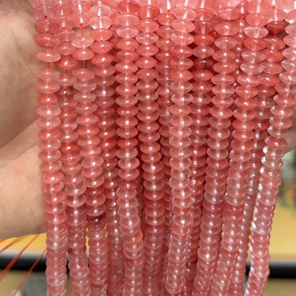 No_1873_Synthetic Watermelon Red Crystal Flying Saucer Bead_8*4mm_(Sold Per Strand)