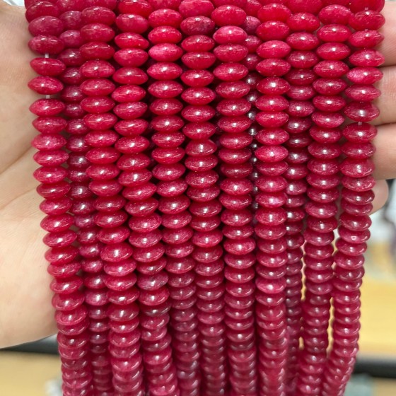 No_1875_Enhanced Deep Red Chalcedony Flying Saucer Bead_8*4mm_(Sold Per Strand)