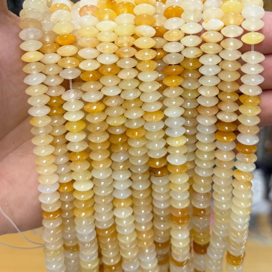 No_1879_Natural Yellow Jade Flying Saucer Bead_8*4mm_(Sold Per Strand)
