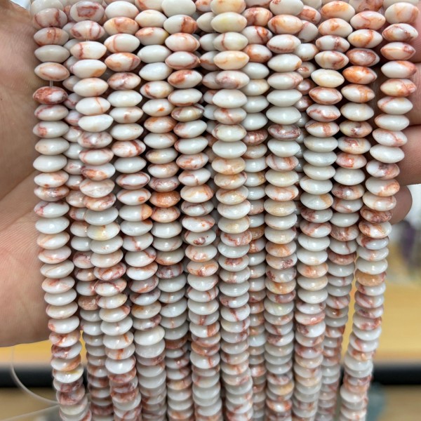 No_1881_Natural Red Network Jaspe Flying Saucer Bead_8*4mm_(Sold Per Strand)