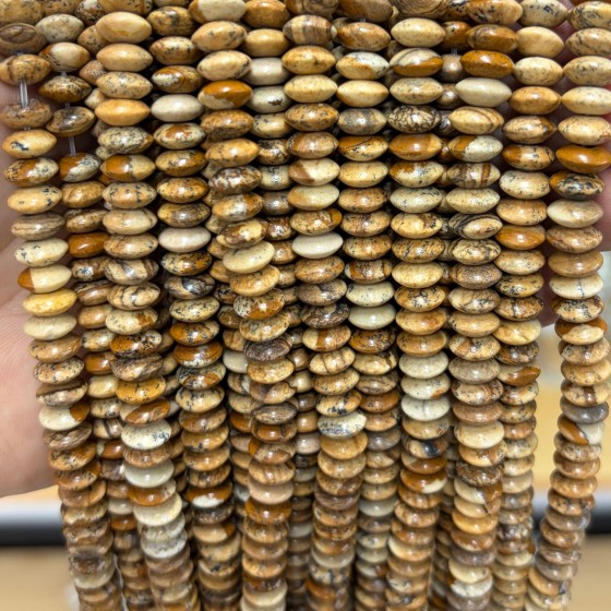 No_1885_Natural Picture Jasper Flying Saucer Bead_8*4mm_(Sold Per Strand)