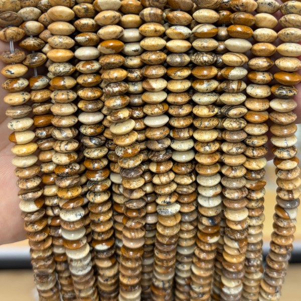No_1885_Natural Picture Jasper Flying Saucer Bead_8*4mm_(Sold Per Strand)