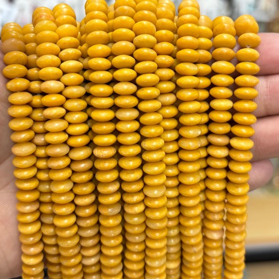 No_1892_Natural Old Yellow Jade Flying Saucer Bead_8*4mm_(Sold Per Strand)